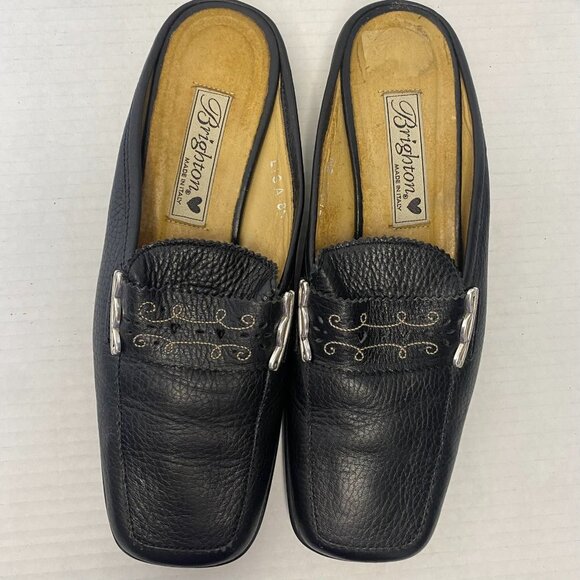 Brighton Lisa Black Leather Slip On Mule Size 8 Narrow - Picture 3 of 10